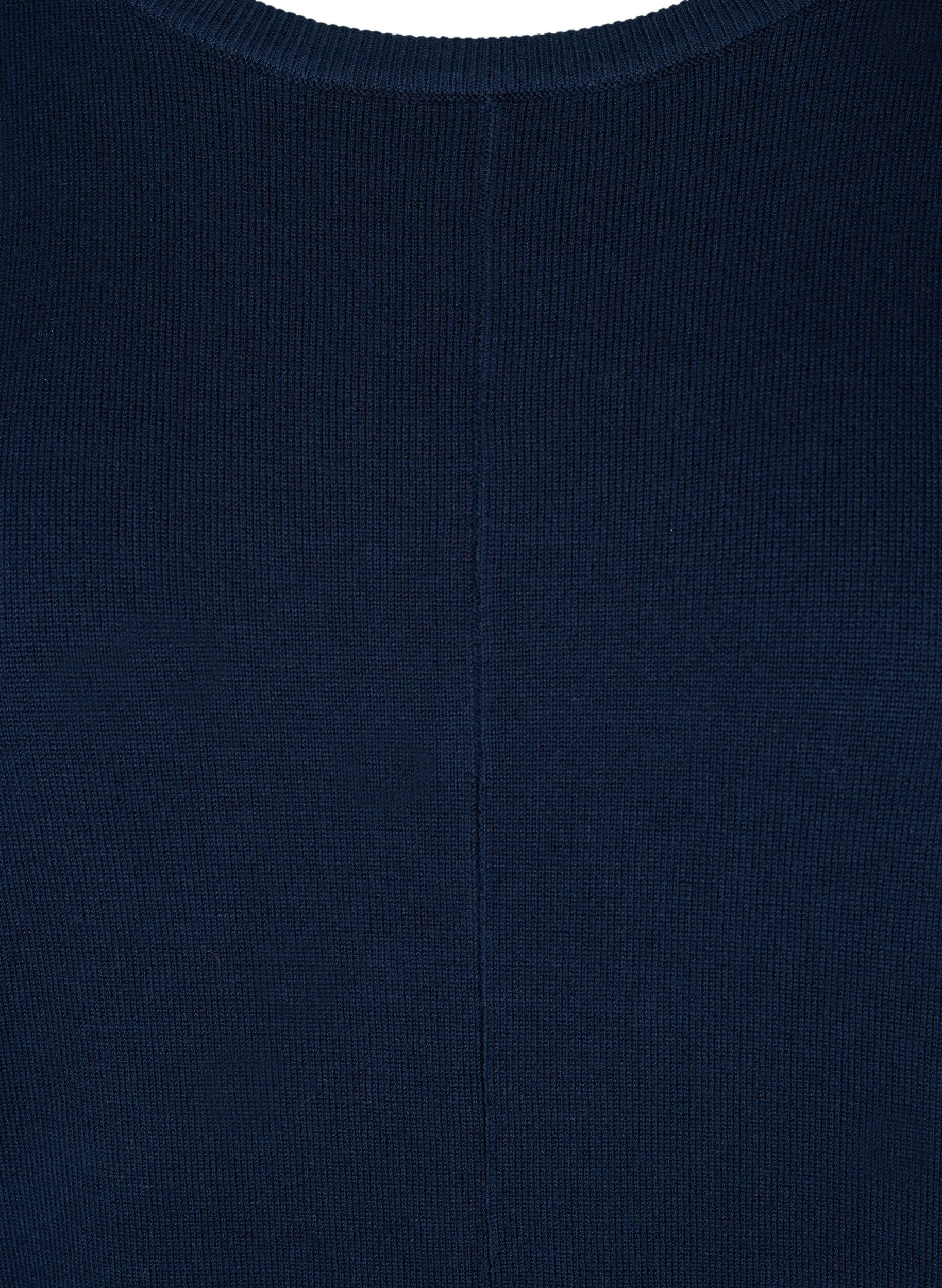 Zizzi Strikbluse med rund halsudsk&aelig;ring, Navy Blazer, Packshot image number 2