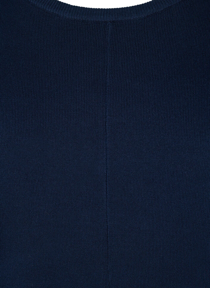 Strikbluse med rund halsudsk&aelig;ring, Navy Blazer, Packshot image number 2