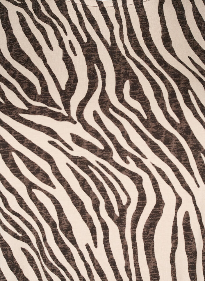 Lang&aelig;rmet bluse med zebraprint, Brun, Packshot image number 2