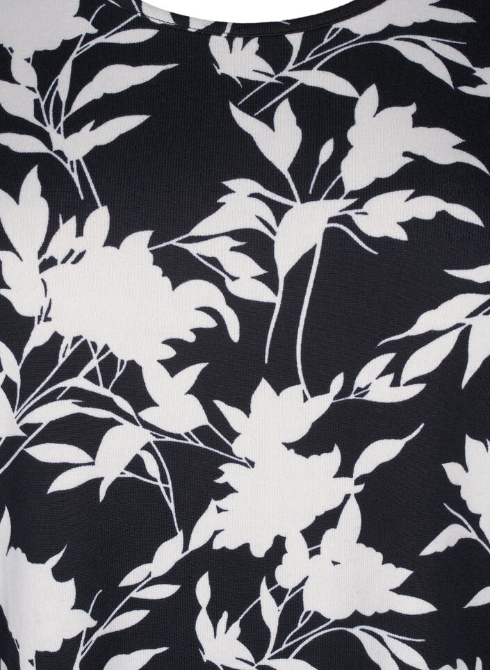 Blomstret bluse med lange ærmer, Blå, Packshot image number 2