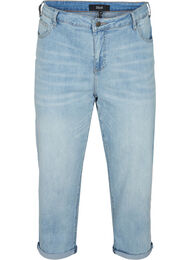 7/8 jeans med opsmøg og høj talje, Light blue denim