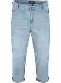 7/8 jeans med opsmøg og høj talje