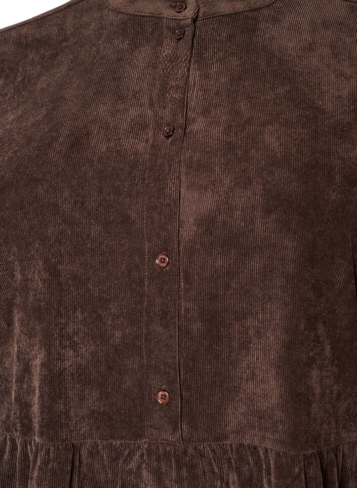 Fl&oslash;jlskjole med A-form og st&aring;krave, Brun, Packshot image number 2