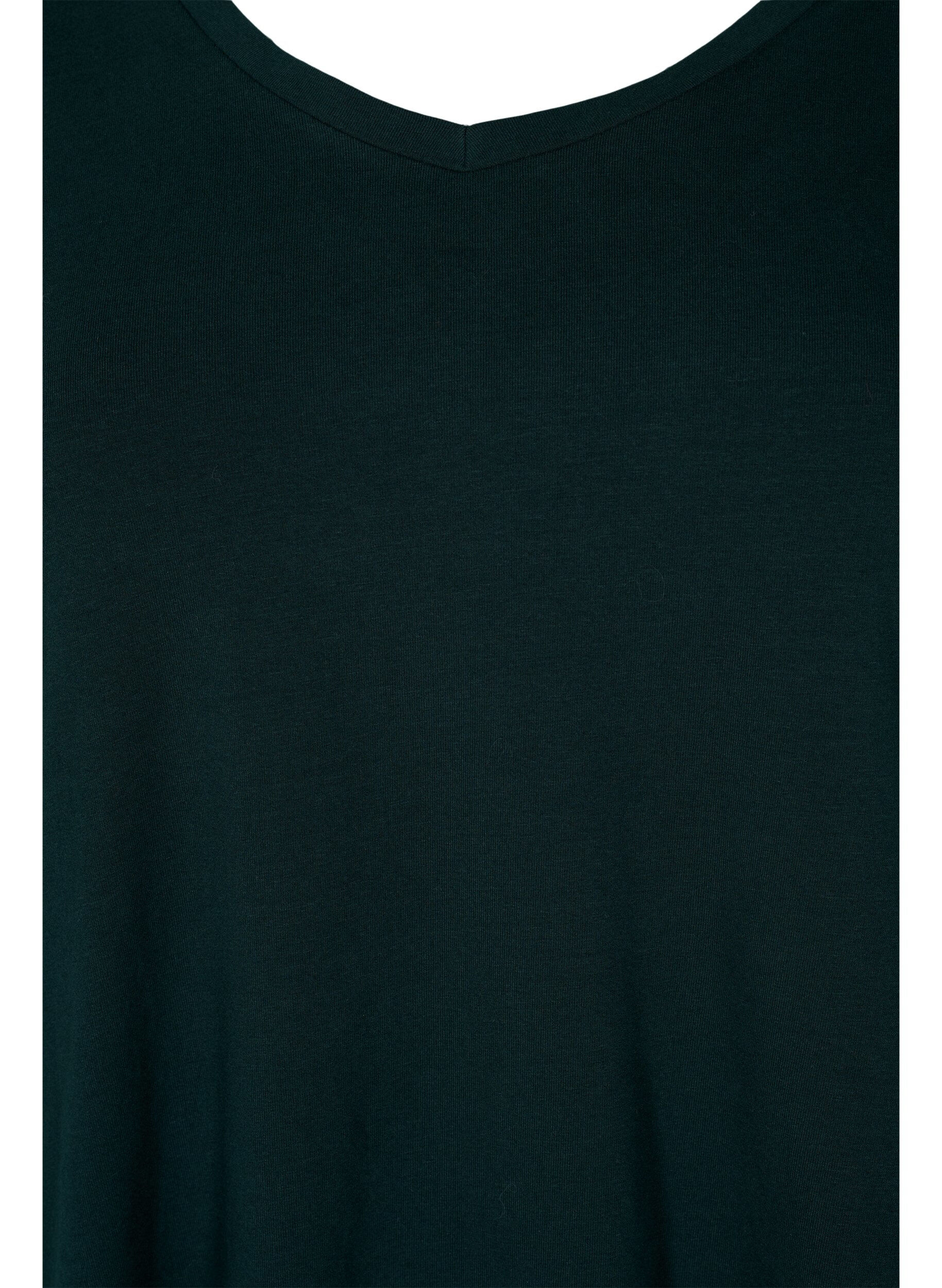 ZizziEnsfarvet basis t-shirt i bomuld, Gr&oslash;n, Packshot image number 2