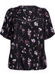 Blomstret bluse med korte &aelig;rmer, Sort, Packshot image number 0