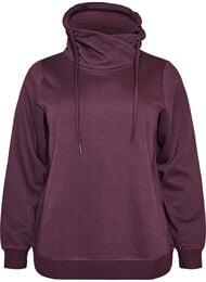 Sweatshirt med h&oslash;j krave og lommer, Lilla