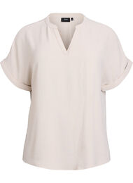 L&oslash;s bluse med korte &aelig;rmer, Beige