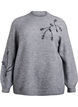 Strikbluse med perlebroderi, Gr&aring;, Packshot image number 0