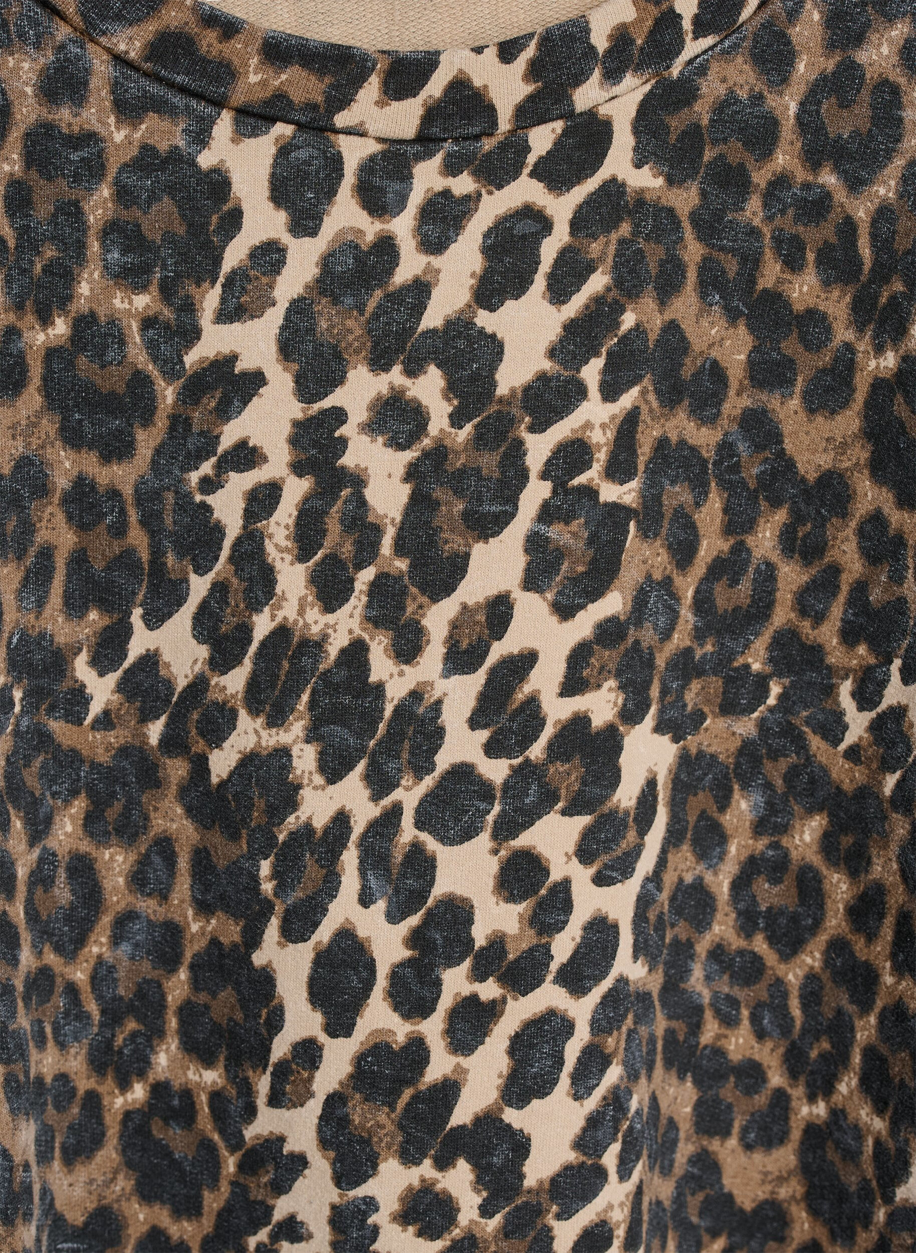 Zizzi Washed sweatshirt med leopardm&oslash;nster, Brun, Packshot image number 2