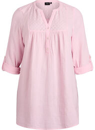 Tunika i bomuldsmusselin med broderi anglaise, Lyser&oslash;d