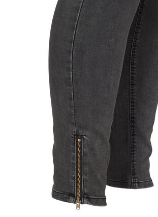 Cropped Amy jeans med høj talje og lynlås, Grey Denim, Packshot image number 3