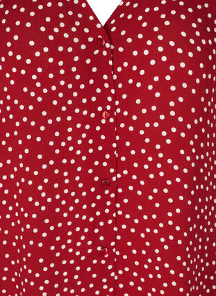 Kortærmet viskose tunika med prikker, Red w. White Dot, Packshot image number 2