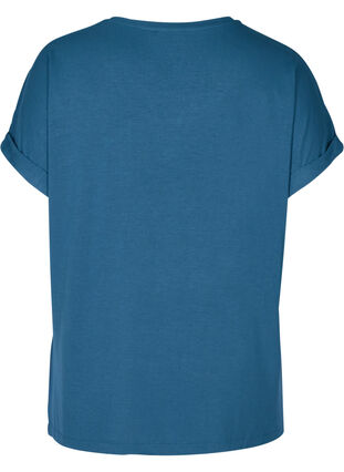 T-shirt i viskose mix med rund hals , Majolica Blue, Packshot image number 1