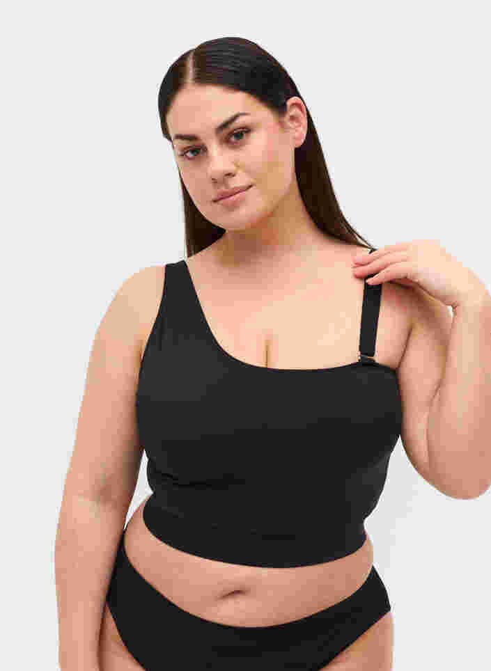 One-shoulder bikini top , Black, Model