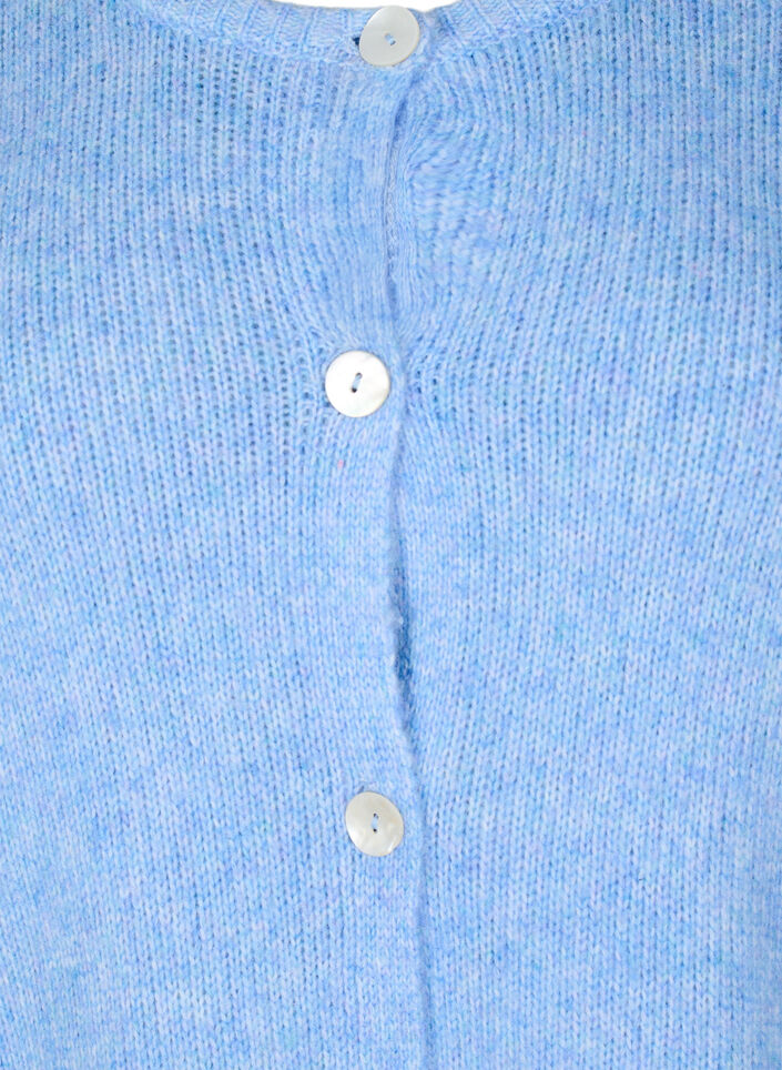 Strikcardigan med uld og knapper, Della R. Blue Mel., Packshot image number 2