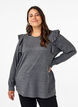 Langærmet bluse med flæsedetaljer, Dark Grey Melange, Model image number 0