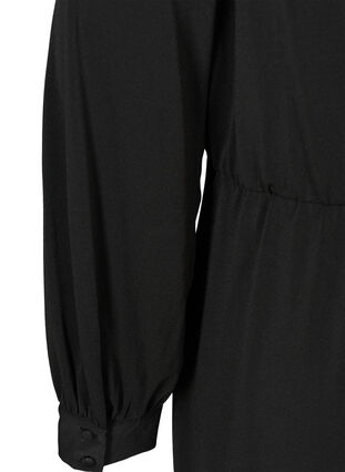 Langærmet kjole med v-udskæring, Black, Packshot image number 3