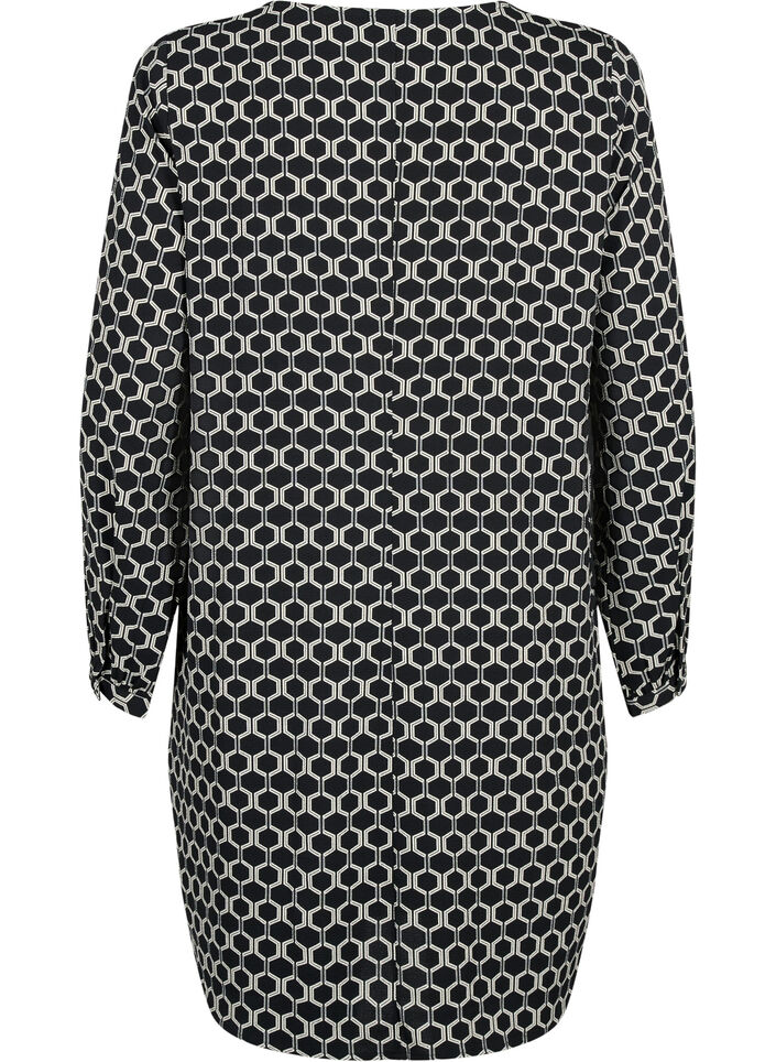 V-hals kjole med print, Black Graphic AOP, Packshot image number 1