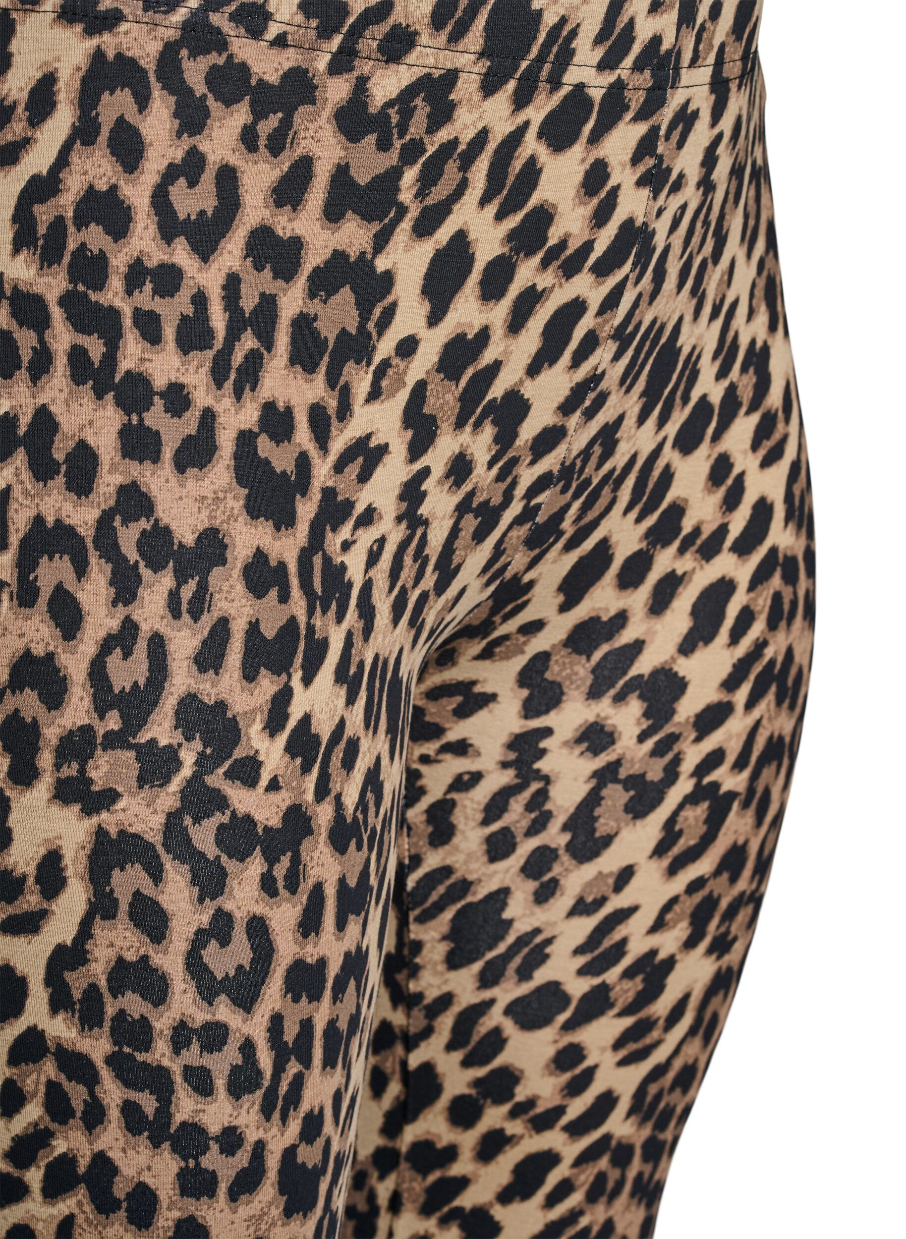 Zizzi Viskose leggings med leo print, Brun, Packshot image number 2
