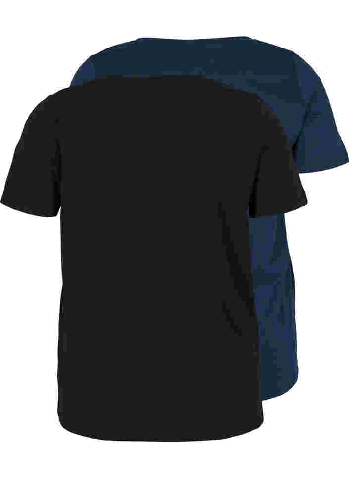2-pak basis t-shirt i bomuld, Black/Navy B, Packshot image number 1