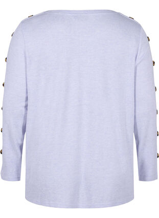 Langærmet bluse med knappedetaljer, Cosmic Sky Melange, Packshot image number 1