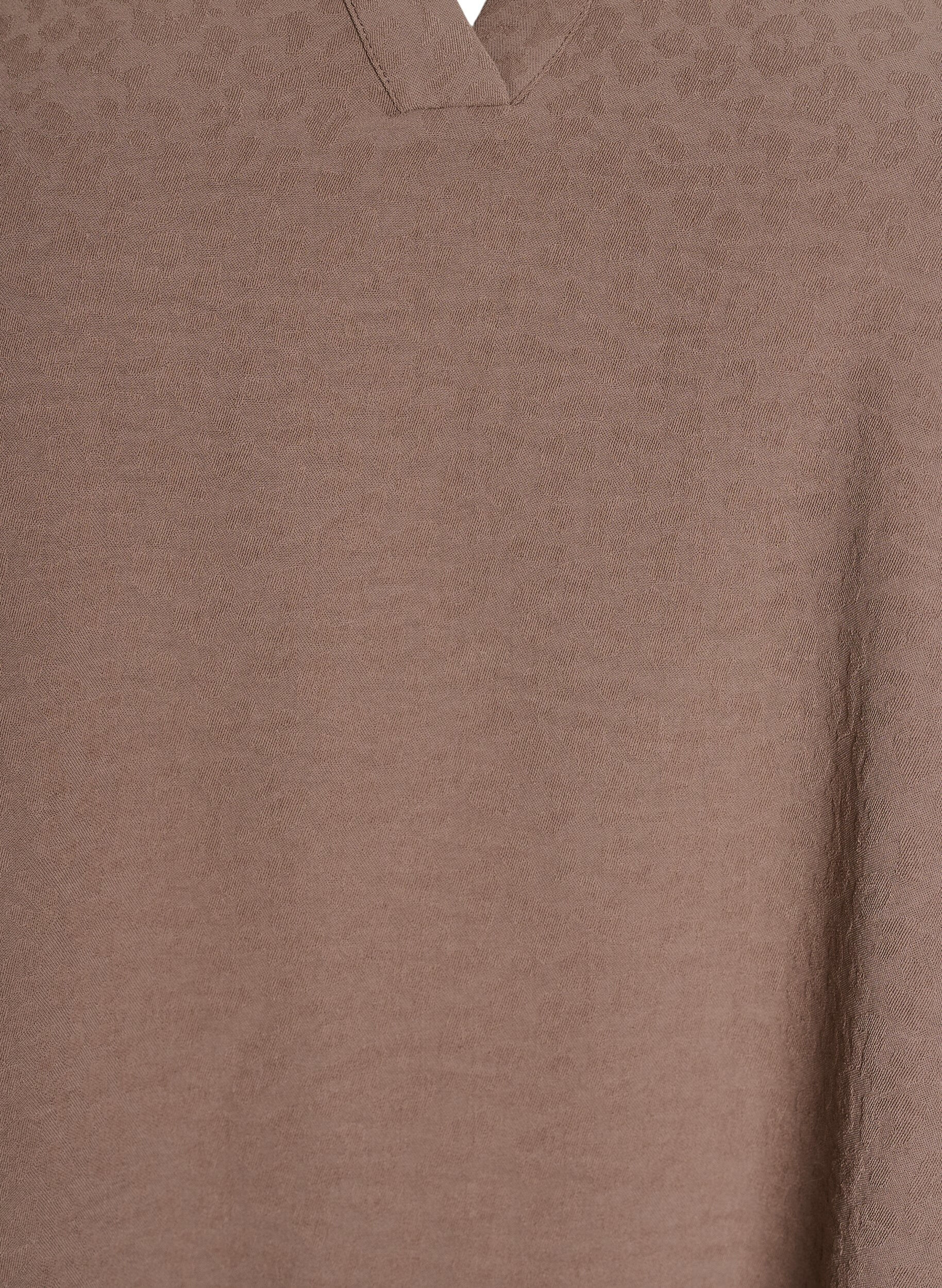 Zizzi Bluse med korte fl&aelig;se&aelig;rmer og V-udsk&aelig;ring, Brun, Packshot image number 2