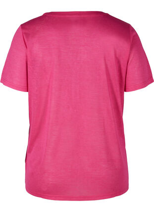 Kortærmet t-shirt med knapper , Fuchsia Purple, Packshot image number 1