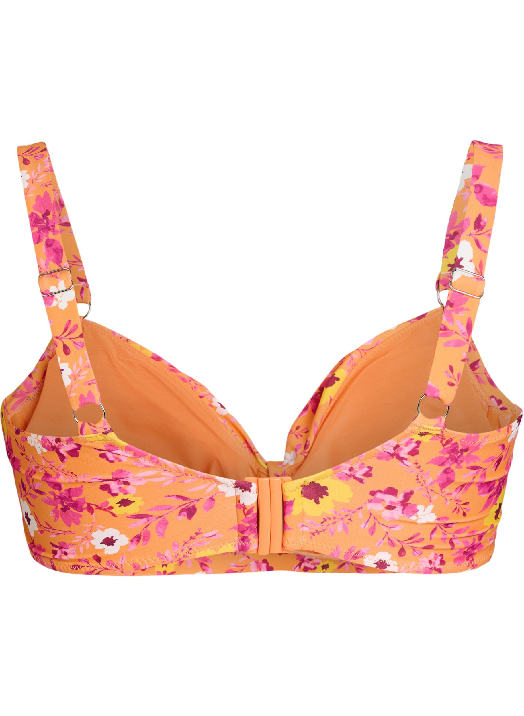Zizzi Bikini bh med b&oslash;jle og m&oslash;nster, Orange, Packshot image number 1