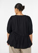 Bluse i viskose med prikket struktur og V-udsk&aelig;ring, Sort, Model image number 2