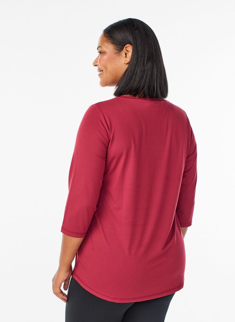 Tr&aelig;ningsbluse med 3/4 &aelig;rmer, R&oslash;d, Model image number 2