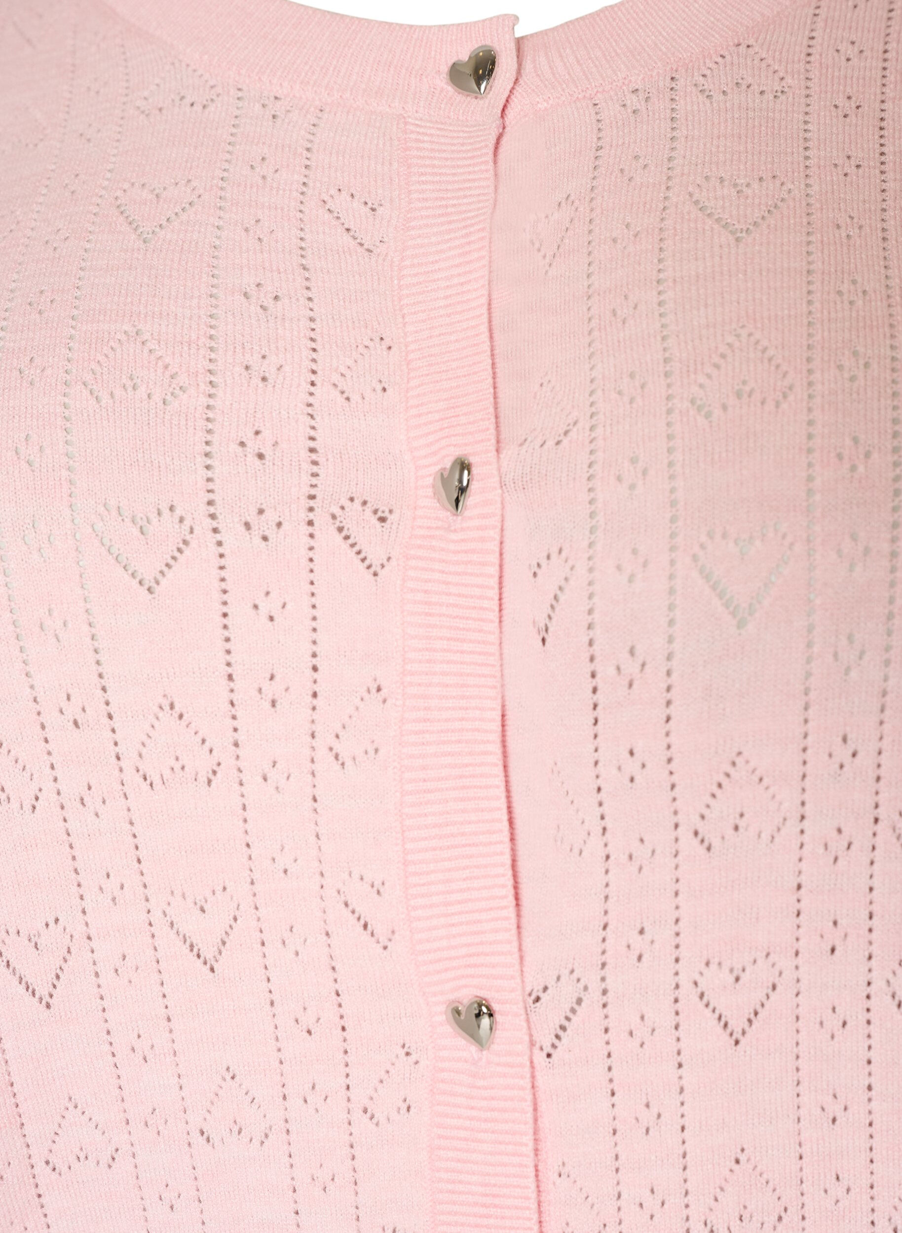ZizziStrikket cardigan med hjertehulm&oslash;nster, Lyser&oslash;d, Packshot image number 2