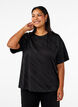 Oversize bluse med mønster, Sort, Model image number 0