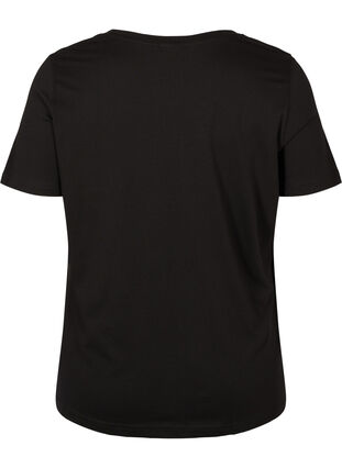 Kortærmet bomulds t-shirt med tryk, Black/Magnificent, Packshot image number 1
