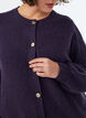 Cardigan i bl&oslash;d strik med guldfarvede knapper, Lilla, Model image number 3