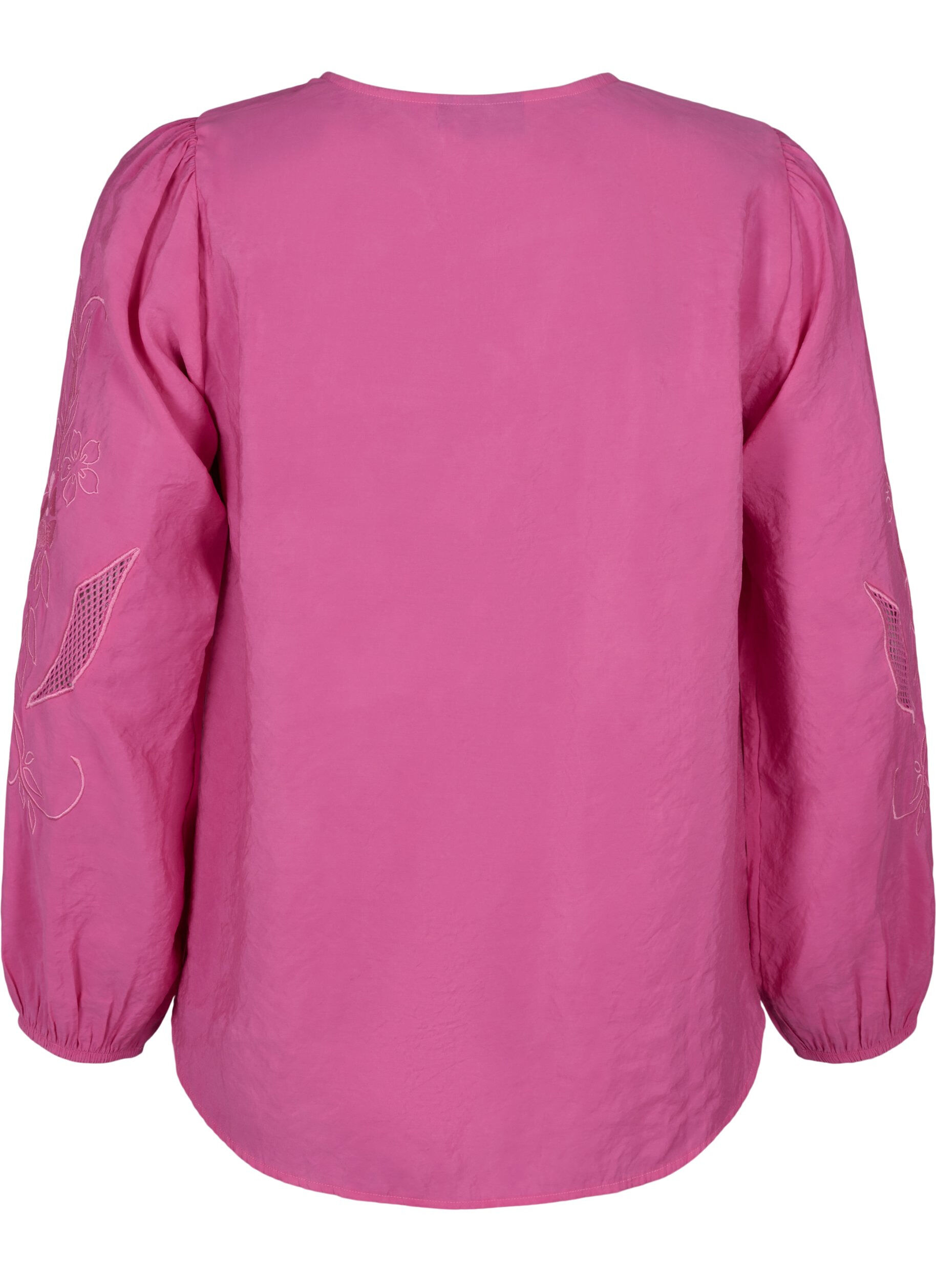 Zizzi Bluse i TENCEL&trade; Modal med broderidetaljer, Phlox Pink, Packshot image number 1