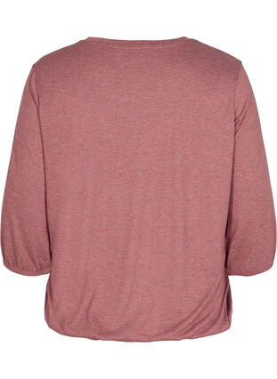 Ensfarvet bluse med 3/4 ærmer, Mahogany Mel, Packshot image number 1