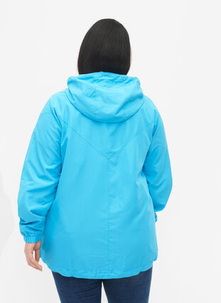 Kort jakke med hætte og justerbar bund, River Blue, Model image number 1