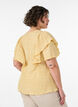 Bluse med smock-struktur og fl&aelig;se&aelig;rmer, Gul, Model image number 2