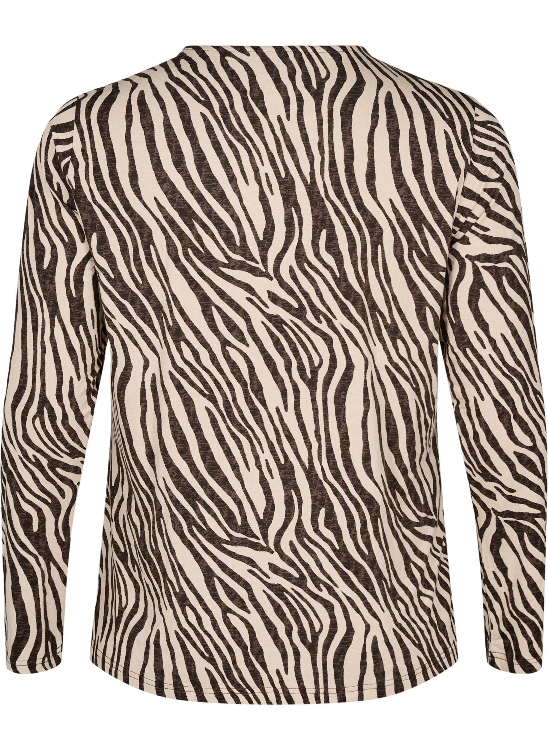 Zizzi Lang&aelig;rmet bluse med zebraprint, Brun, Packshot image number 1