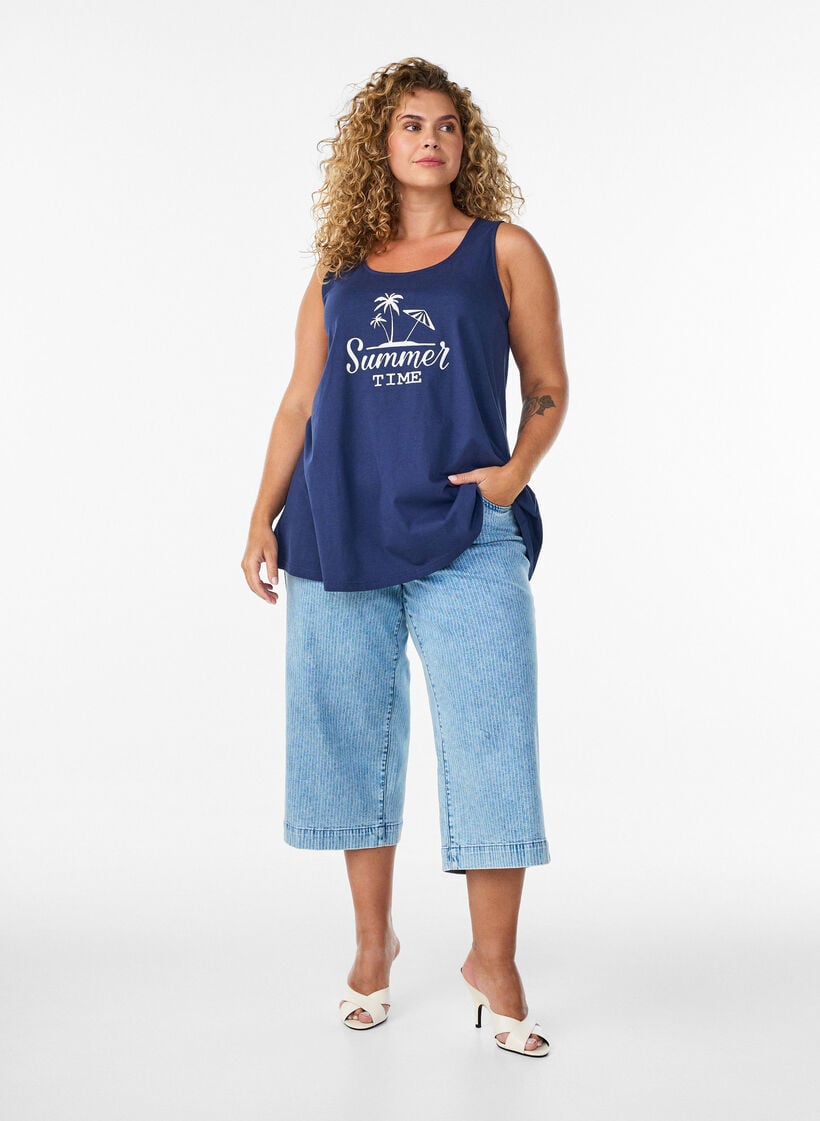 Bomuldstop med a-form, Bl&aring;, Model image number 1