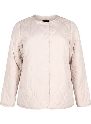 Quiltet jakke med knapper, Pumice Stone, Packshot image number 0
