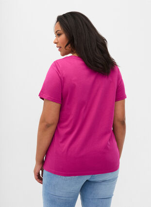 Kortærmet bomulds t-shirt med tryk , Festival Fuchsia WAY, Model image number 1