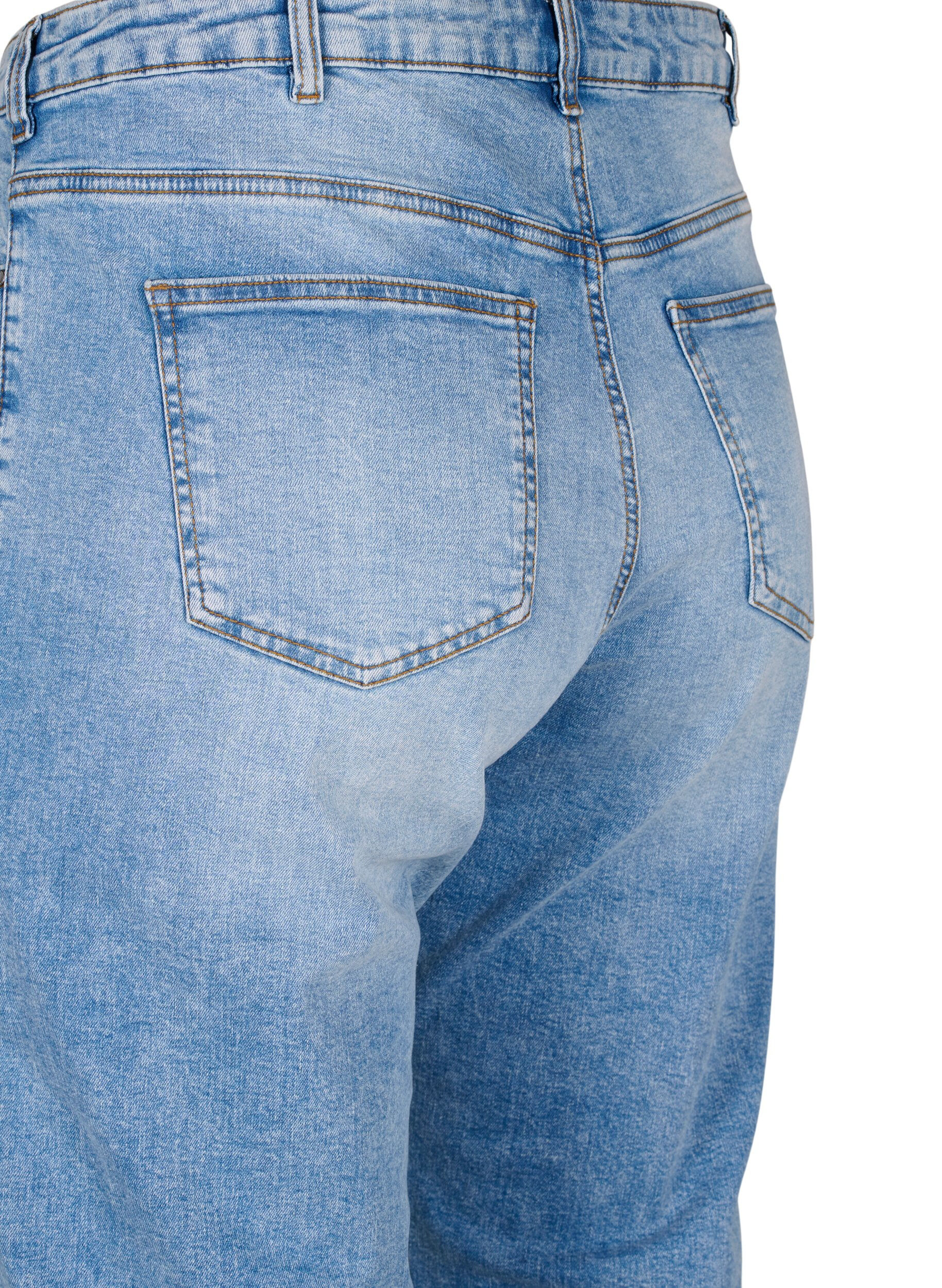 Zizzi Cropped Vera jeans med sliddetaljer, Blue Denim, Packshot image number 3