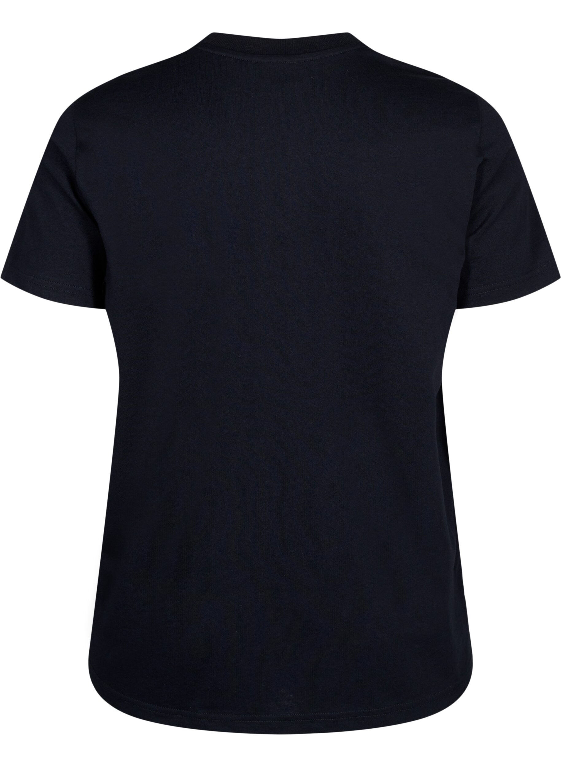 ZizziBasis t-shirt i bomuld med rund hals , Sort, Packshot image number 1