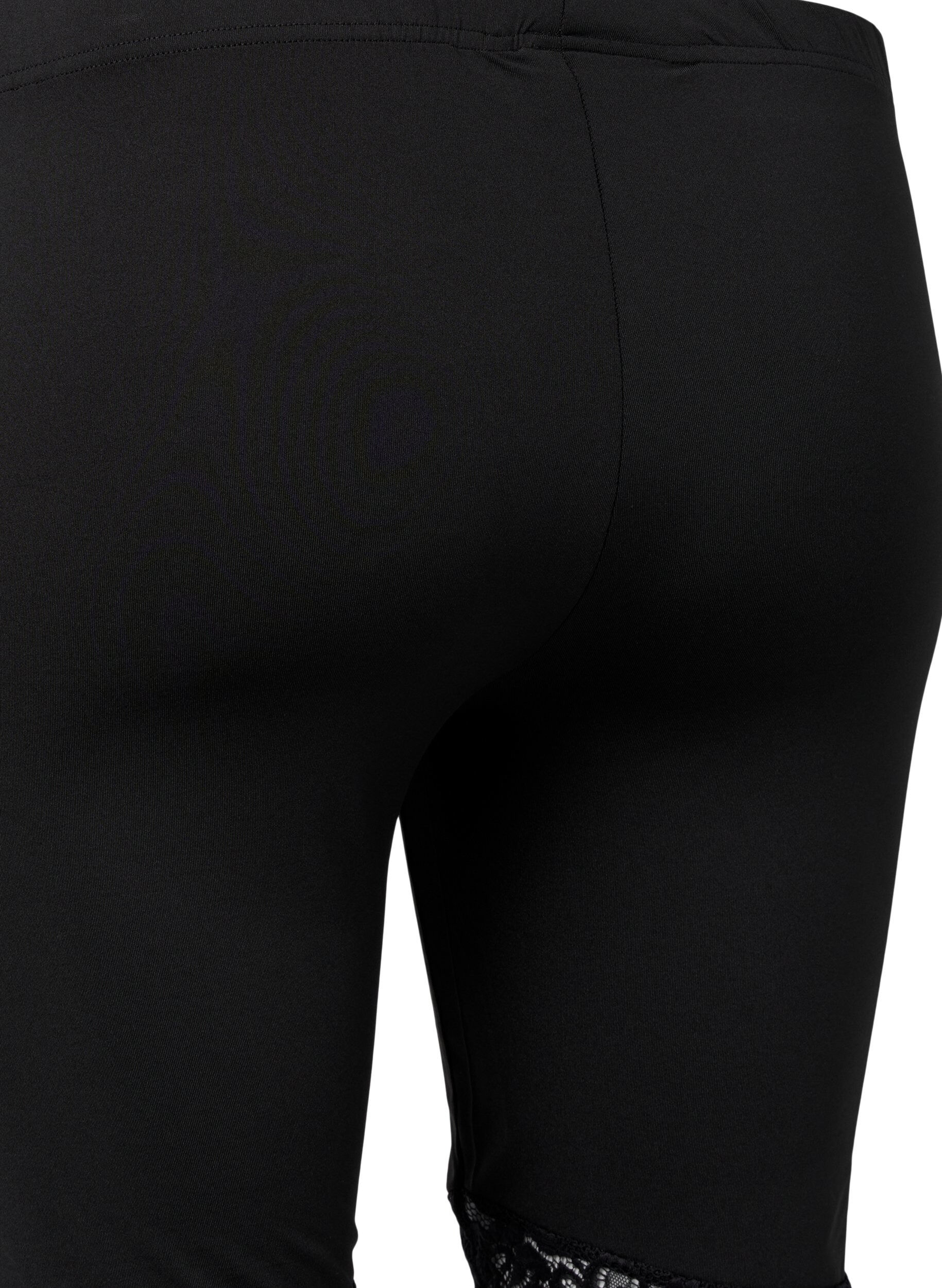 Zizzi 2-pak cykelshorts med blondekant, Black / Black, Packshot image number 2