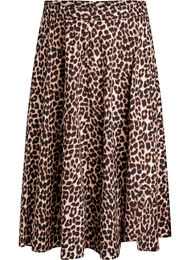 Midinederdel med leopardprint og A-form, Brun