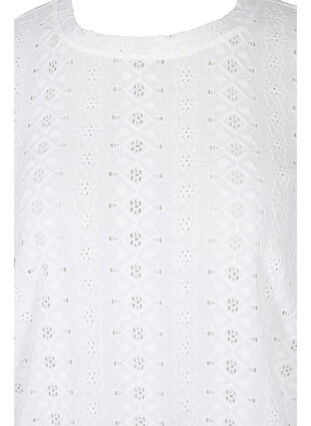 Bluse med broderi anglaise og 1/2 ærmer, Bright White, Packshot image number 2
