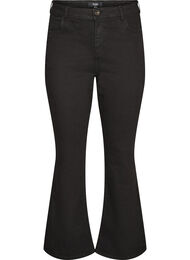 H&oslash;jtaljede jeans med bootcut, Sort
