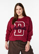 Sweatshirt med tekst i frott&eacute;, M&oslash;rk Bordeaux, Model image number 0