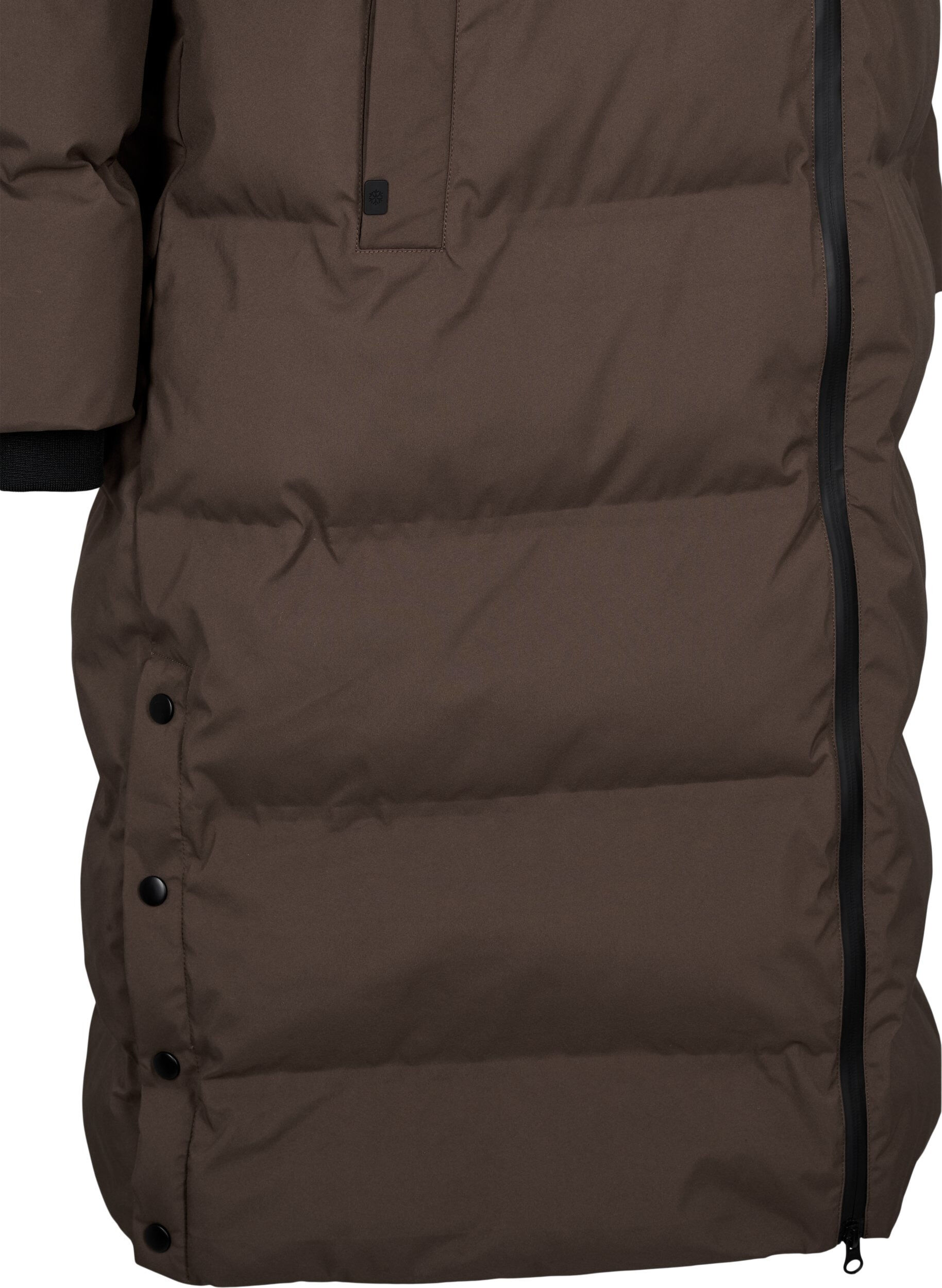 Zizzi Lang puffer vinterjakke med h&aelig;tte, Brun, Packshot image number 3